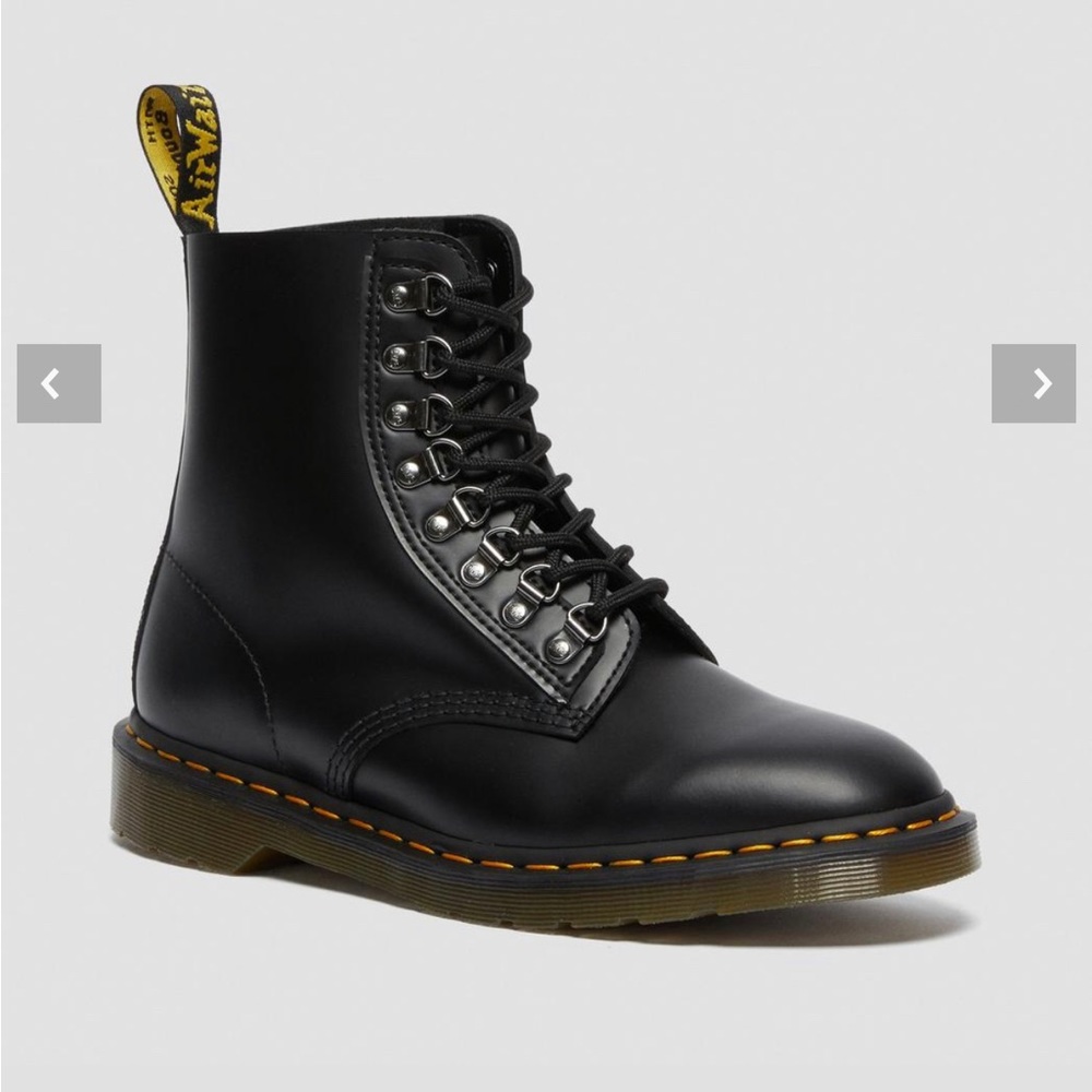 dr martens 1460 PASCAL VERSO SMOOTH LEATHER LACE UP BOOTS black docs buckle goth